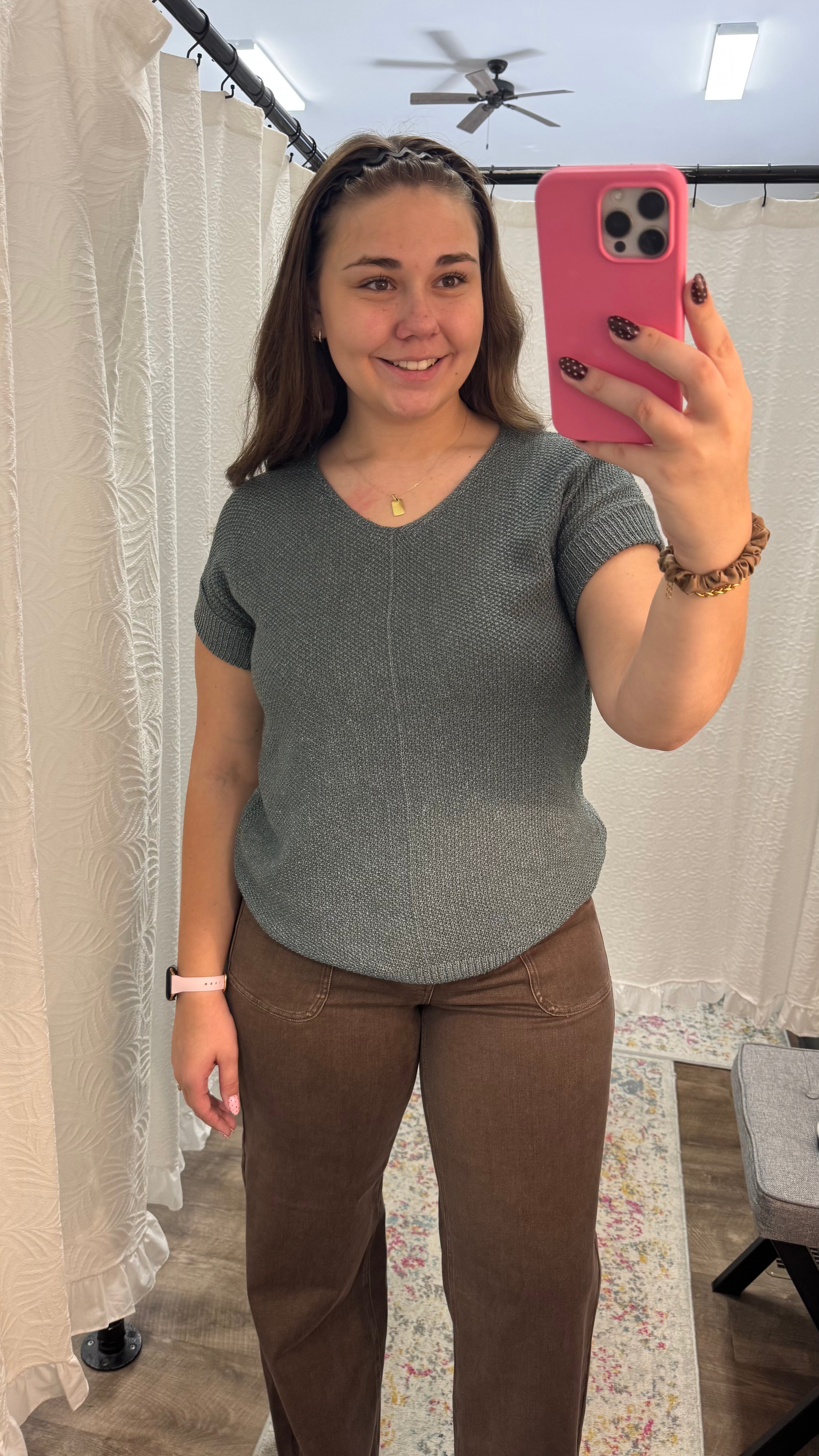 Jade Center Seam Short Sleeve Sweater