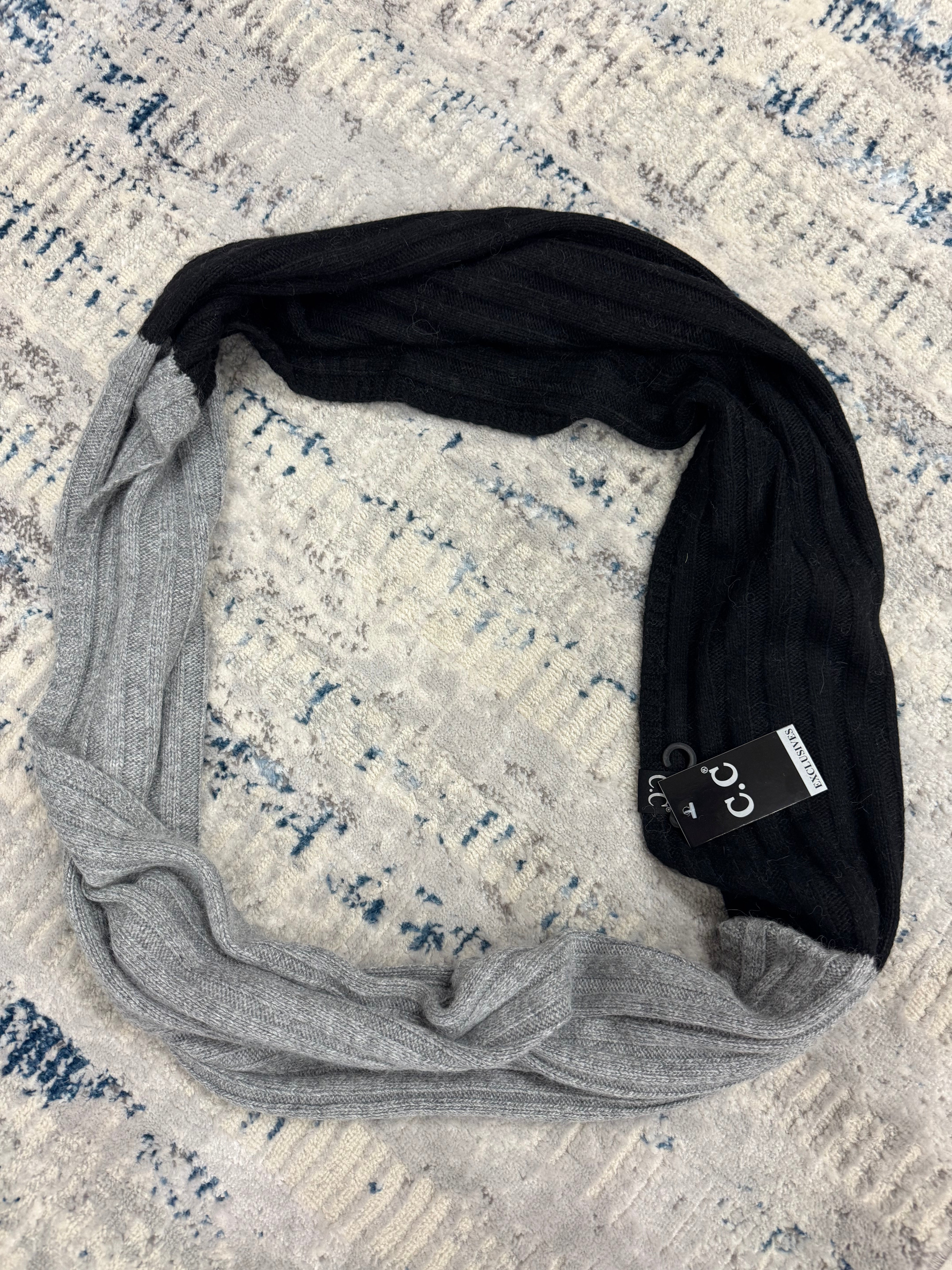 CC Infinity Cable Knit Scarf-Black/Gray - Posh West Boutique
