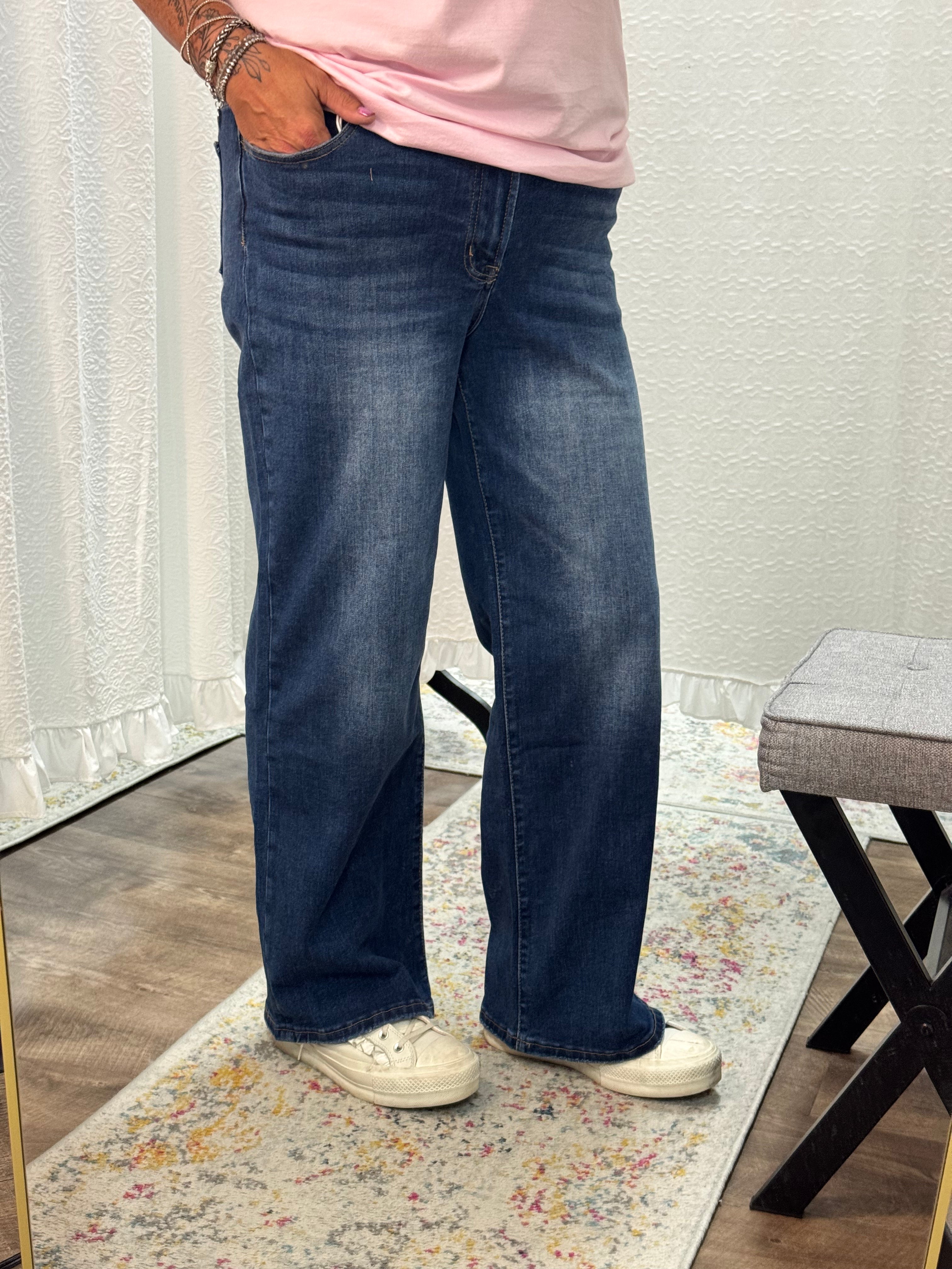 Zenana Dark Wash Wide Leg Denim Jeans