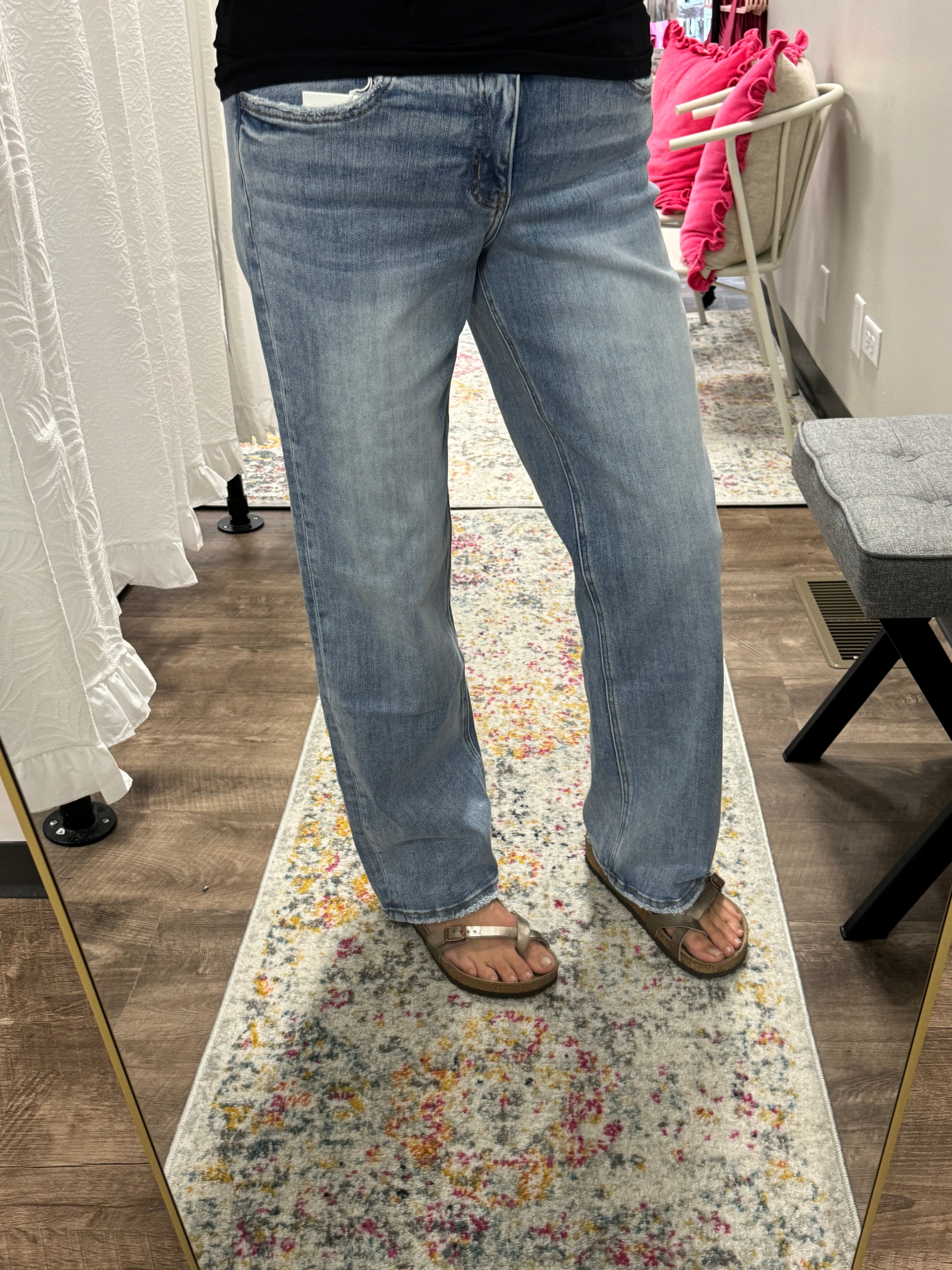 Vervet Mid Rise Tummy Control Wide Leg Jean - Posh West Boutique