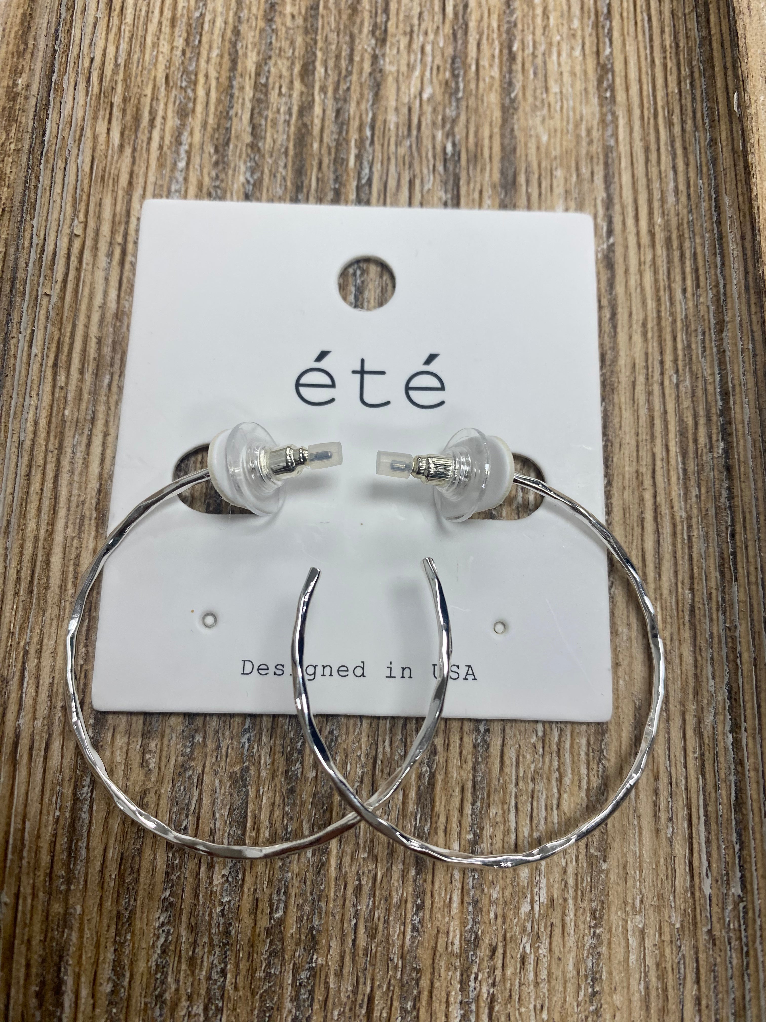 Silver Hammered Hoop Earrings - Posh West Boutique