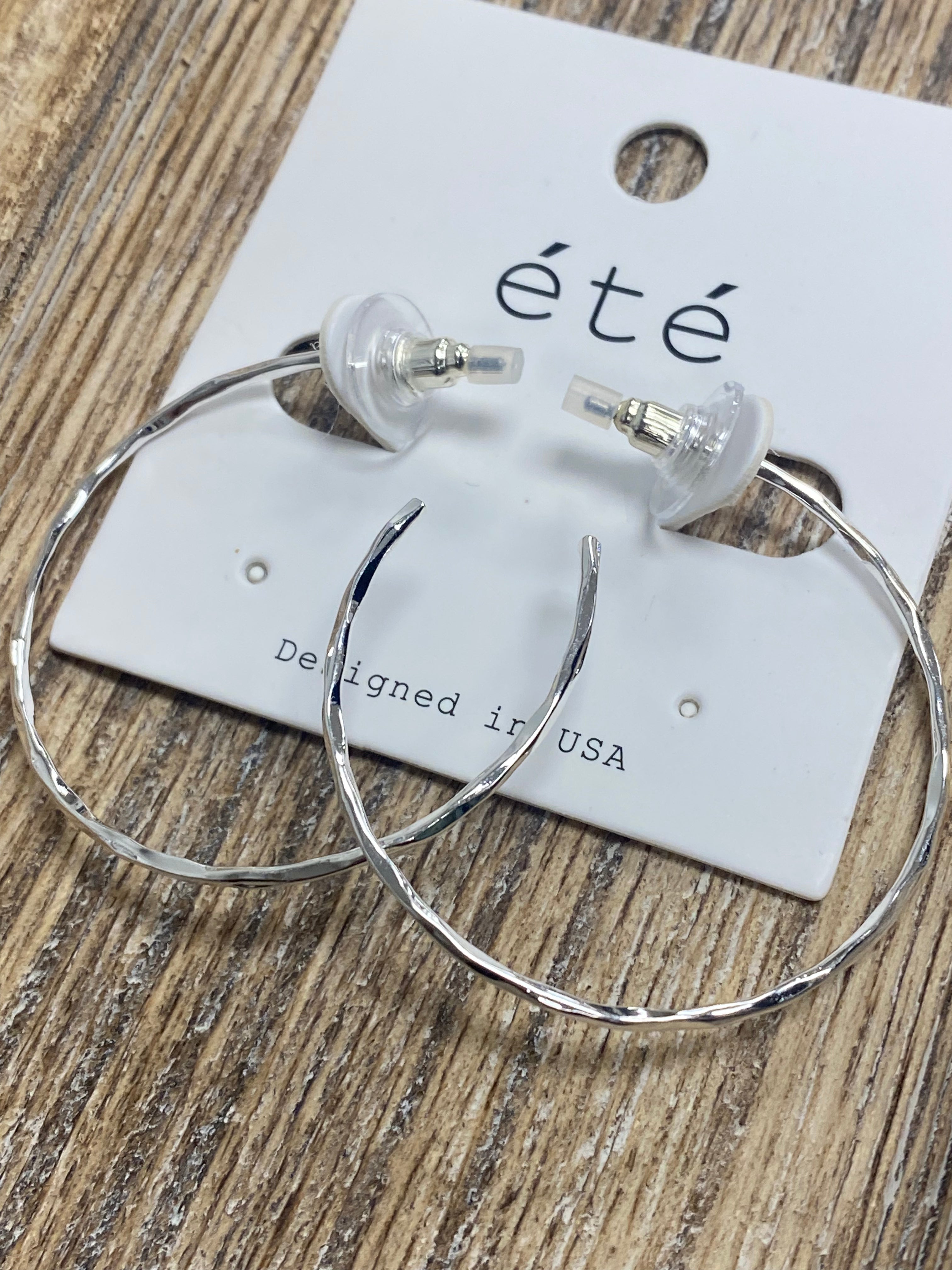 Silver Hammered Hoop Earrings - Posh West Boutique