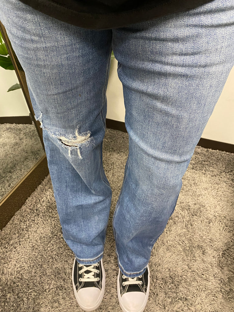 Judy Blue 90's Straight Wide Leg Tummy Control Jeans - Posh West Boutique