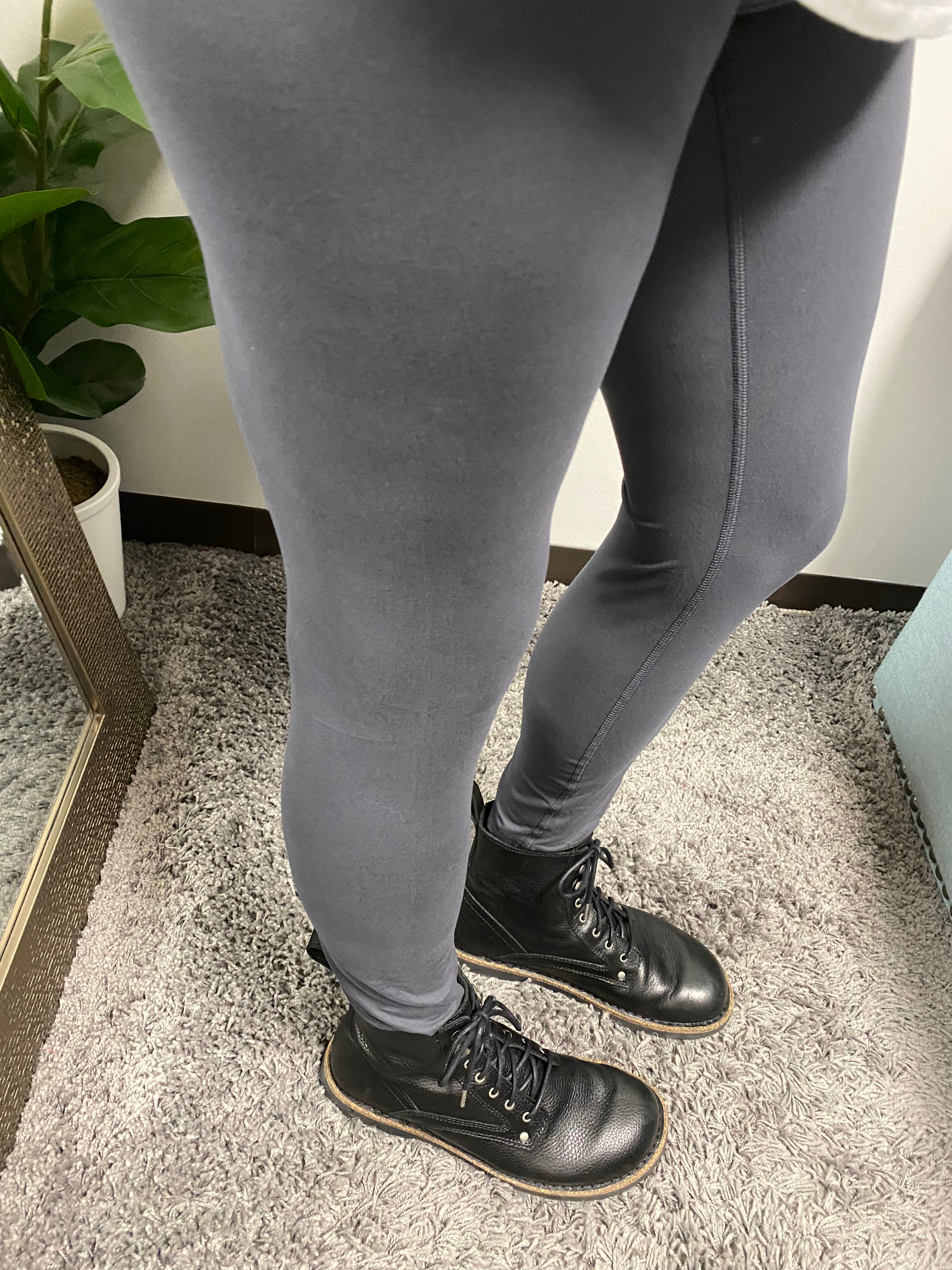 Charcoal Gray Two-Line Yoga Full Length Leggings-6025 - Posh West Boutique