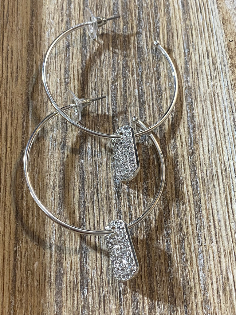 Silver Hoops with Bling - Posh West Boutique
