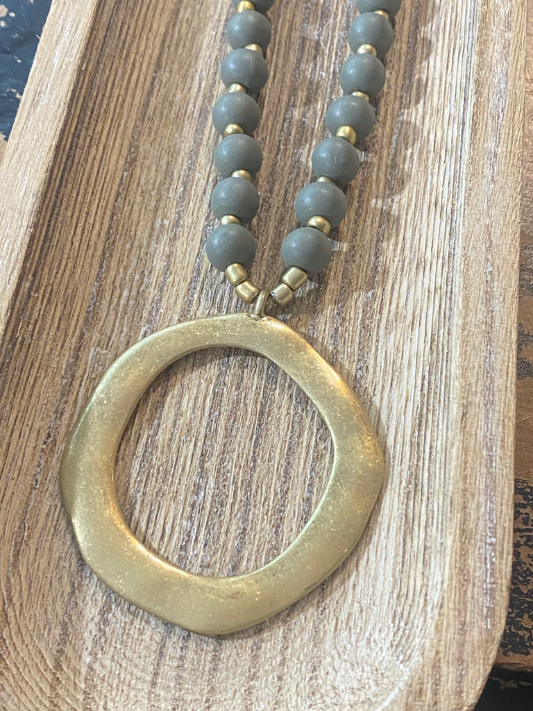 Brushed Gold Circle Medallion Necklace - Posh West Boutique
