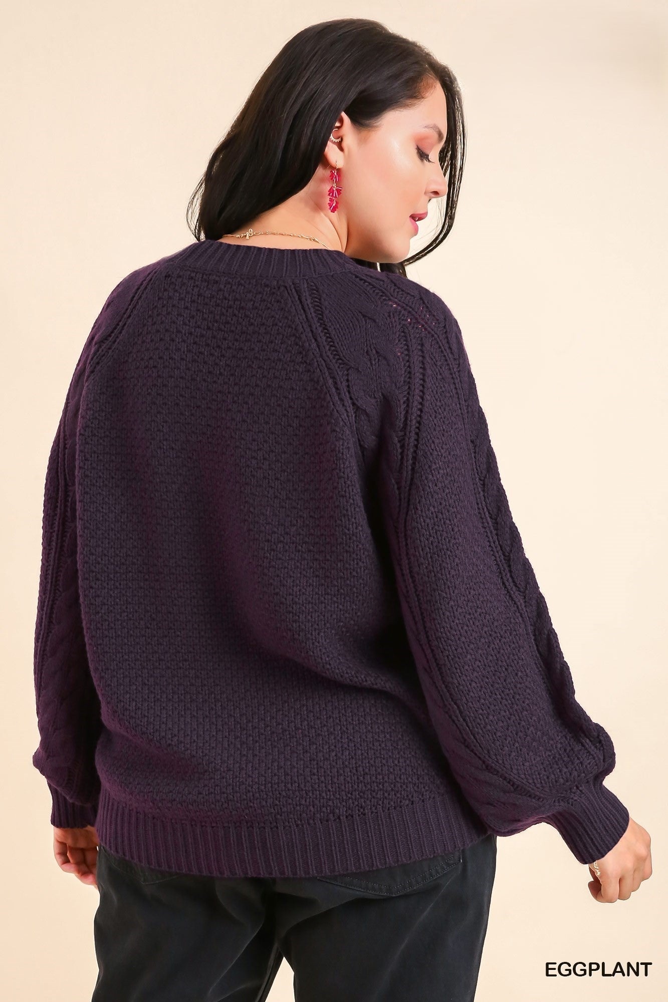 Eggplant Chenille Cable Knit Pullover Sweater - Posh West Boutique