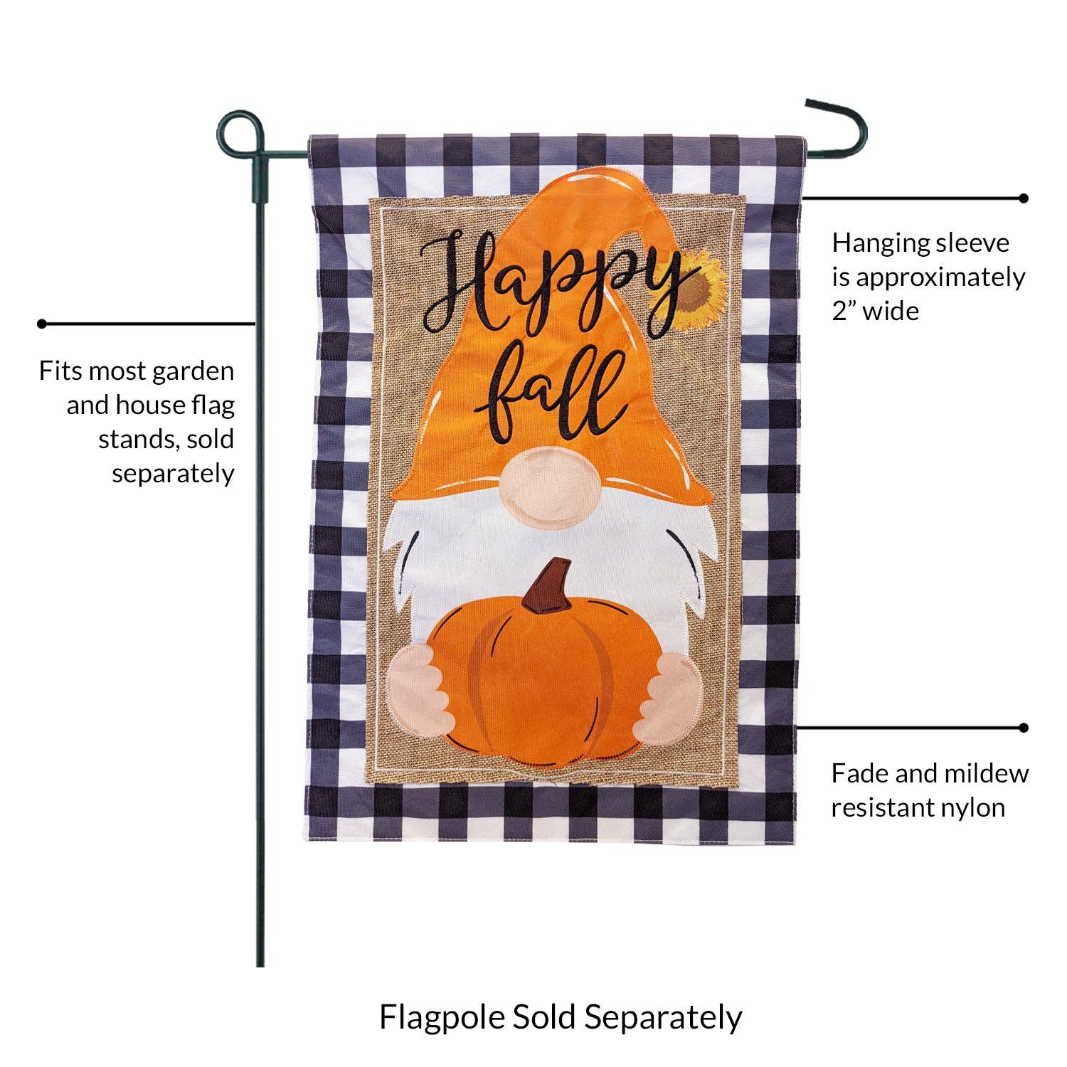 Fall Gnome Burlap 2-Sided Garden Flag - Posh West Boutique