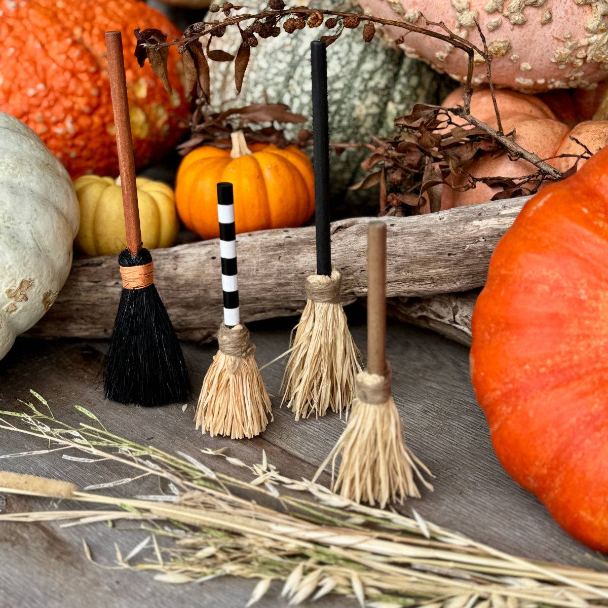 6" BW Wooden Halloween Broom - Posh West Boutique