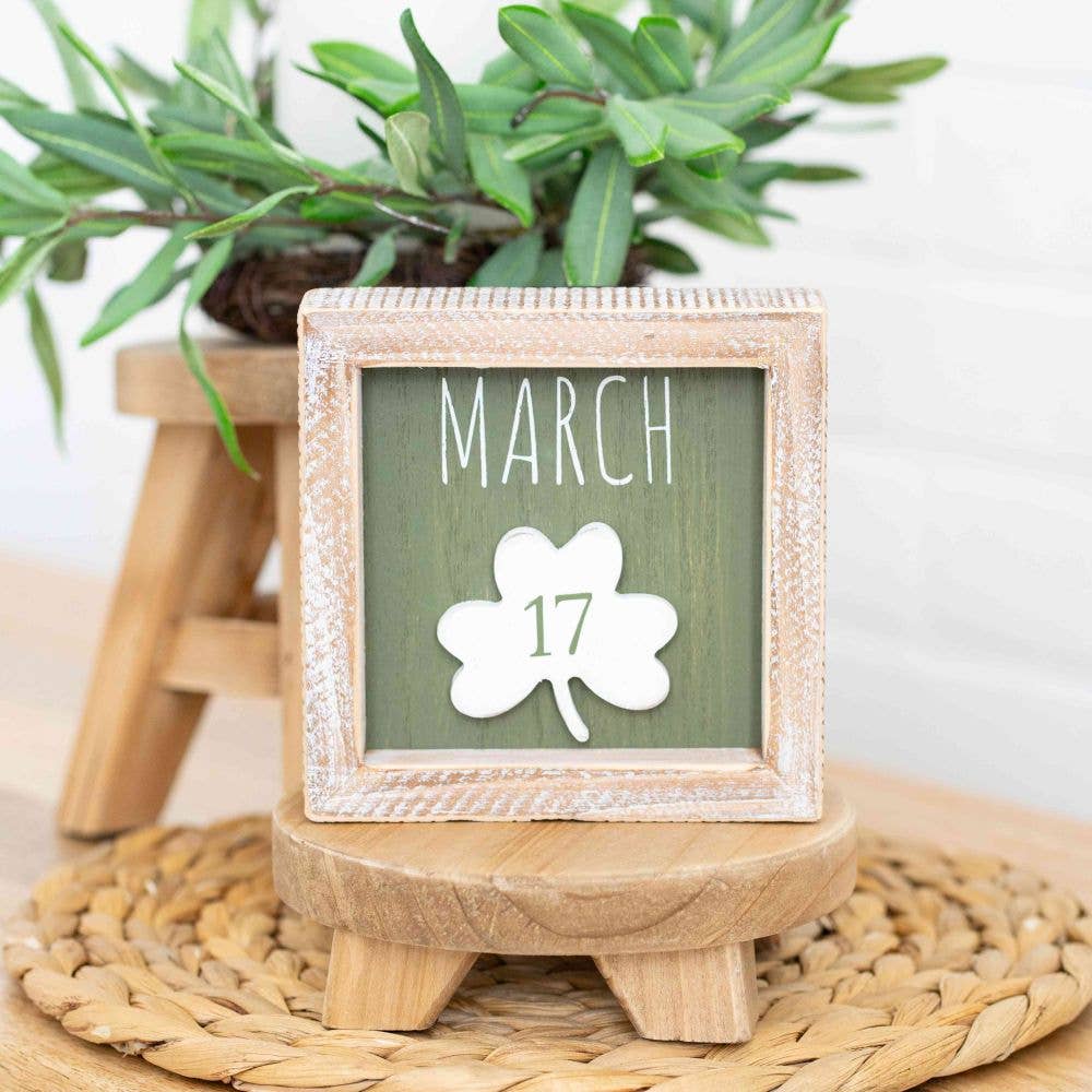 March Clover Wood Frame Sign