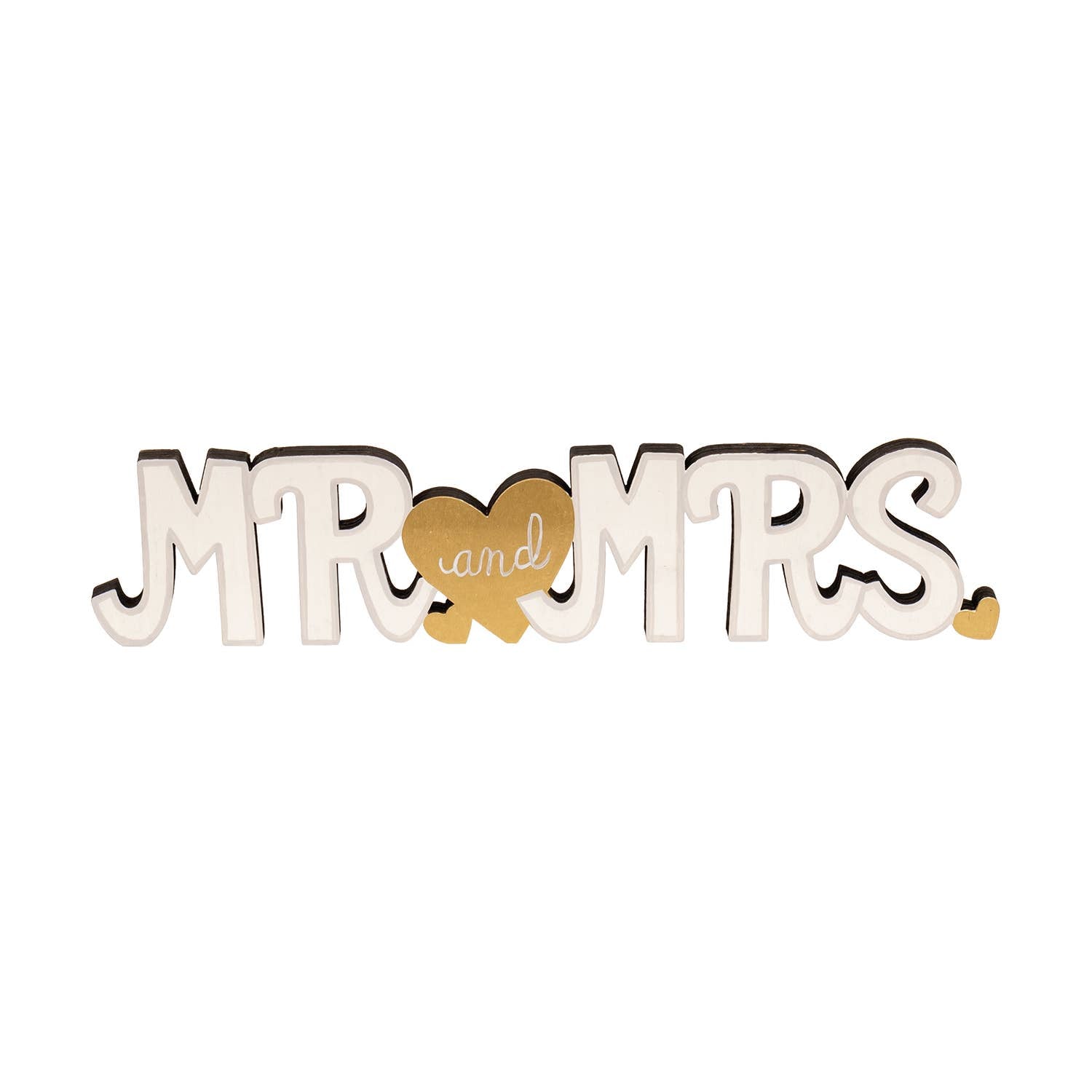 Mr. and Mrs. Wooden Cutout Sitter w/Gold Hearts - Posh West Boutique