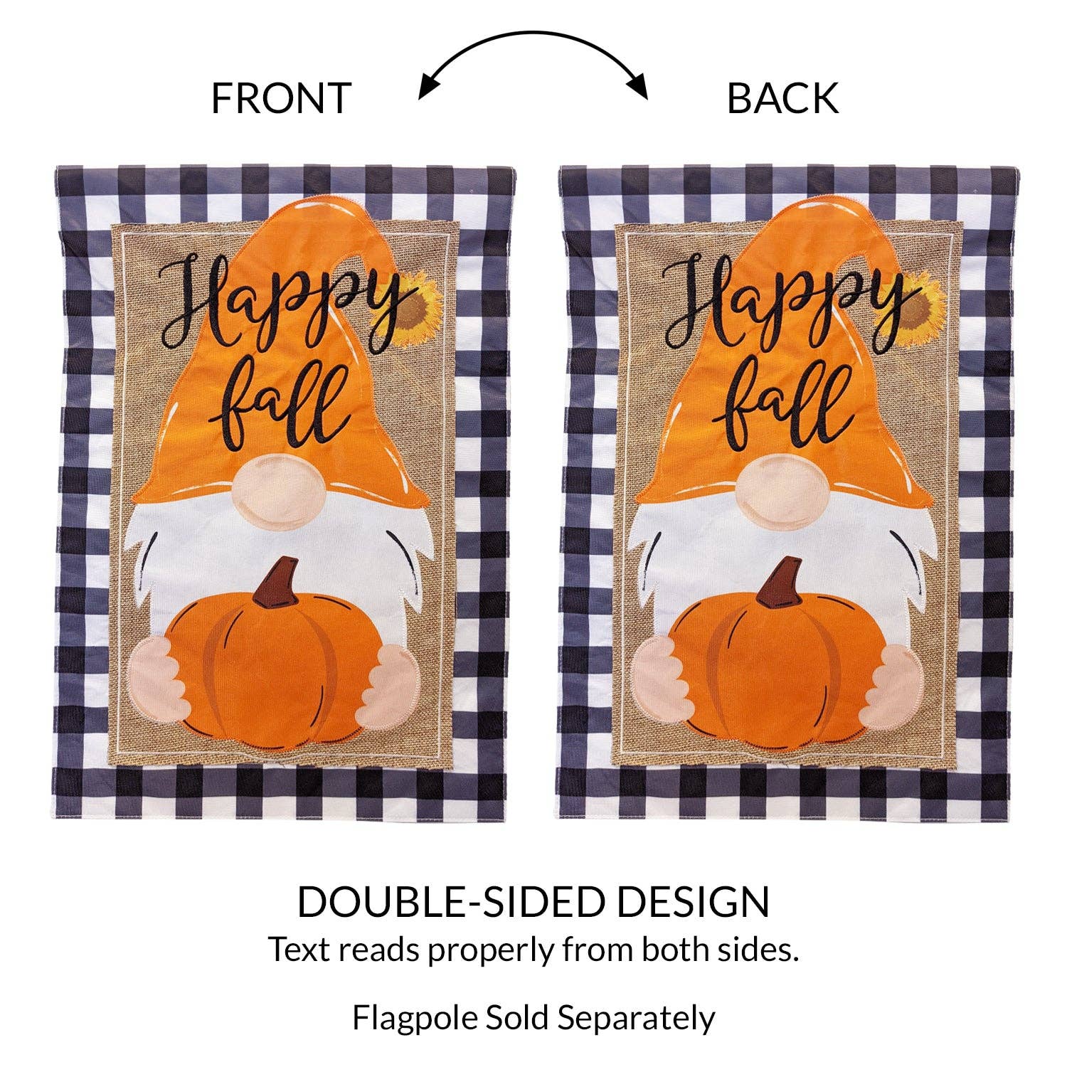 Fall Gnome Burlap 2-Sided Garden Flag - Posh West Boutique