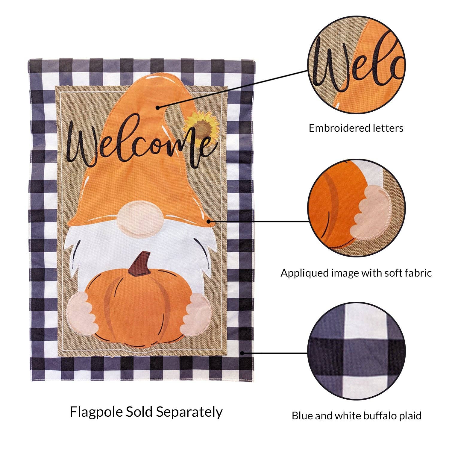 Fall Gnome Burlap 2-Sided Garden Flag - Posh West Boutique
