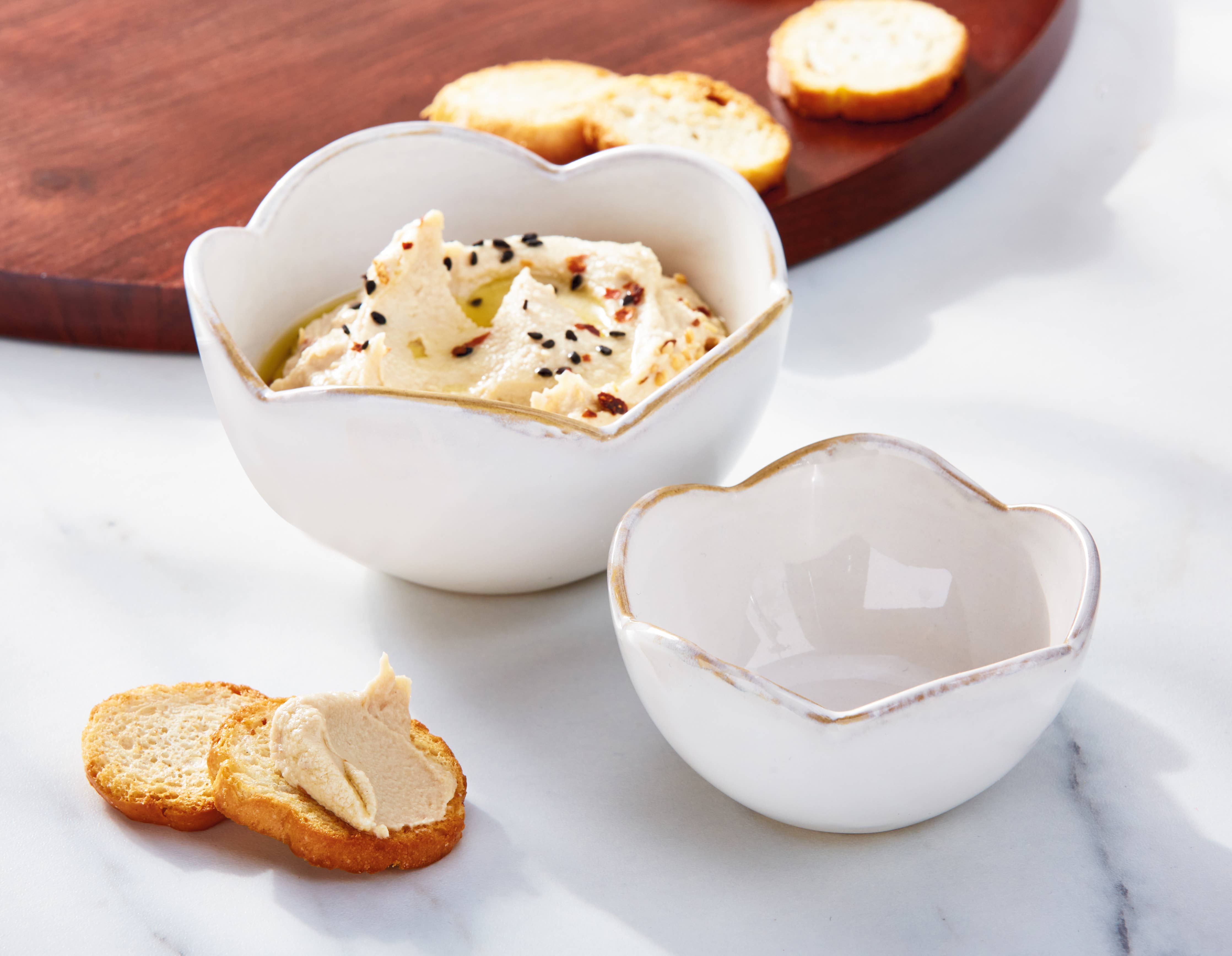 Petal Dip Bowl Large White Stoneware Everyday - Posh West Boutique