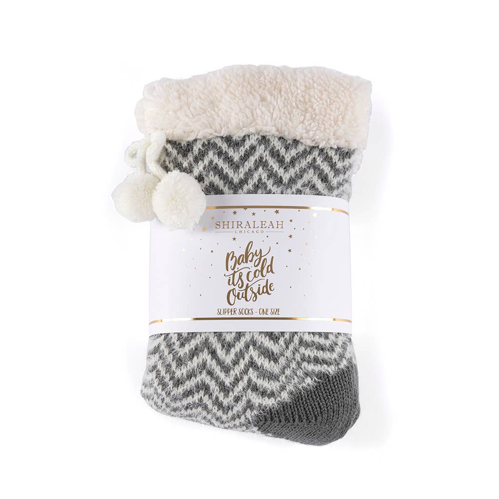 Grey Yancy Slipper Socks - Posh West Boutique