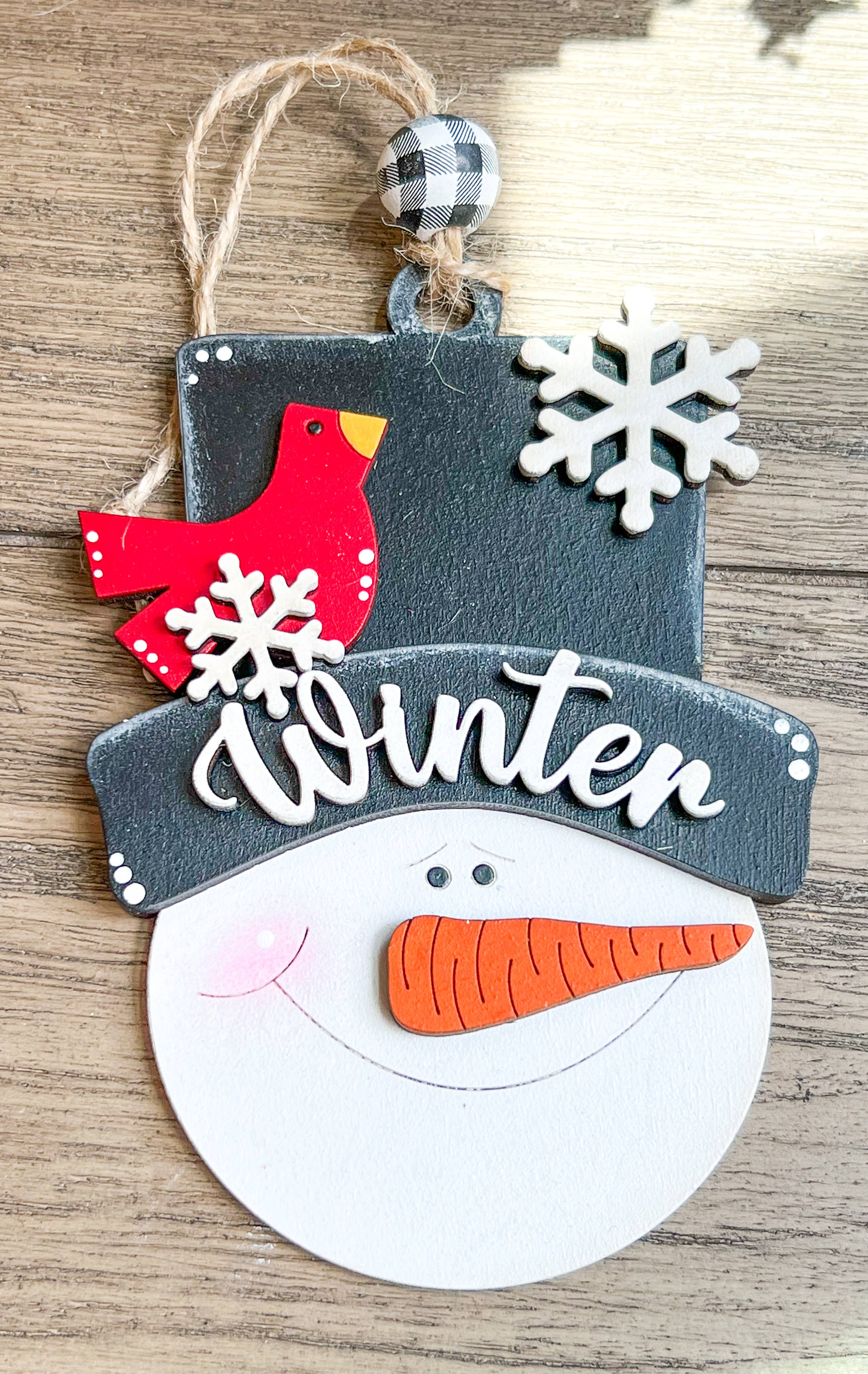 Winter Cardinal Snowman Ornament | Snowman Decor| Christmas - Posh West Boutique