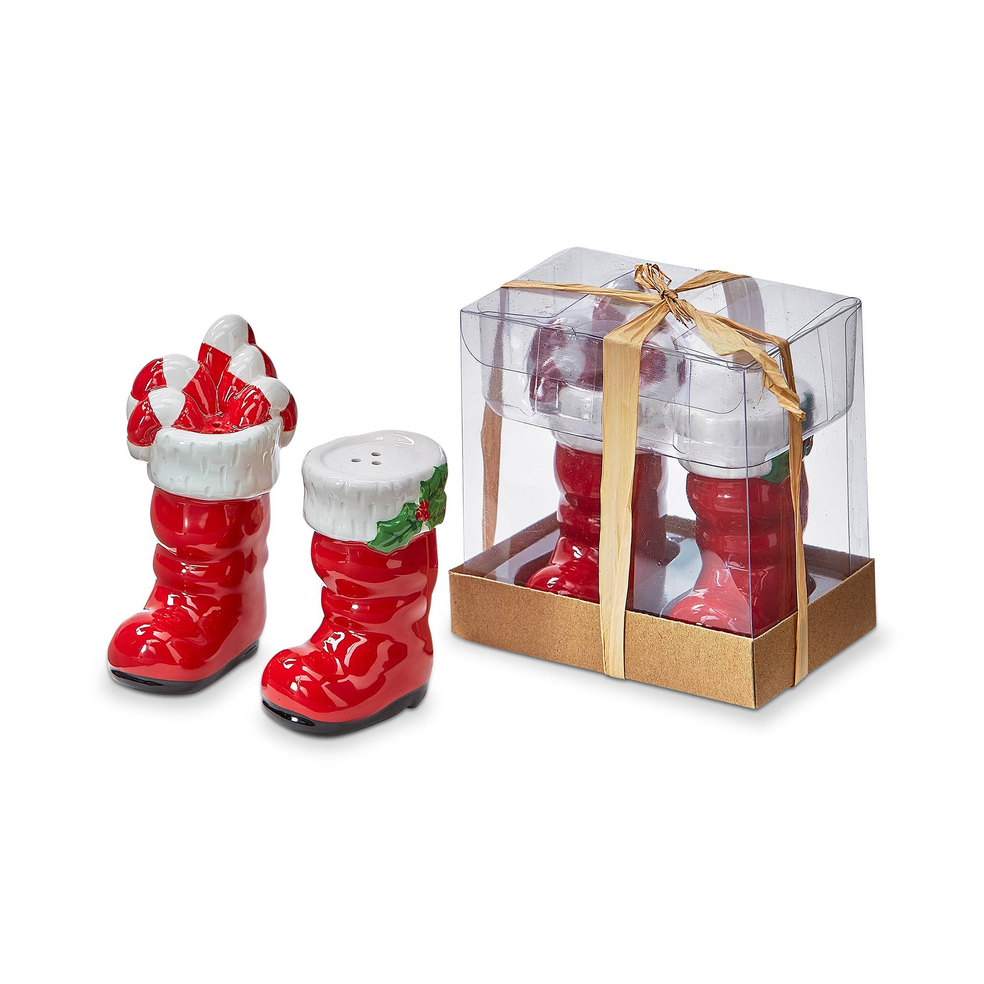 Christmas Santa Boots Salt & Pepper Set of 2 - Multi - Posh West Boutique