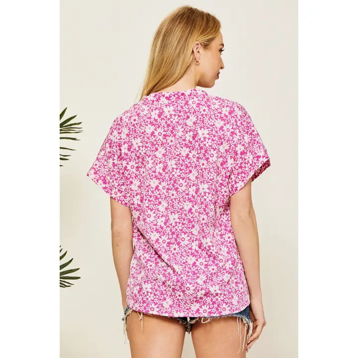 Spring Pink Floral Print Top