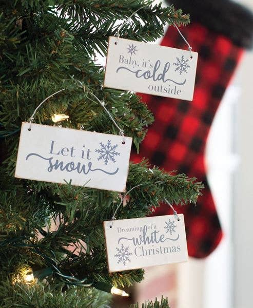 White Christmas Wooden Ornament (3 styles) - Posh West Boutique