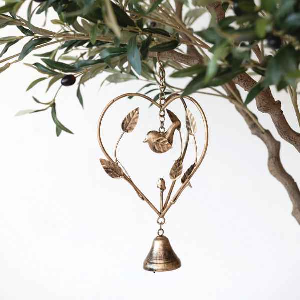 Hanging Metal Heart, Bird and Bell - Posh West Boutique