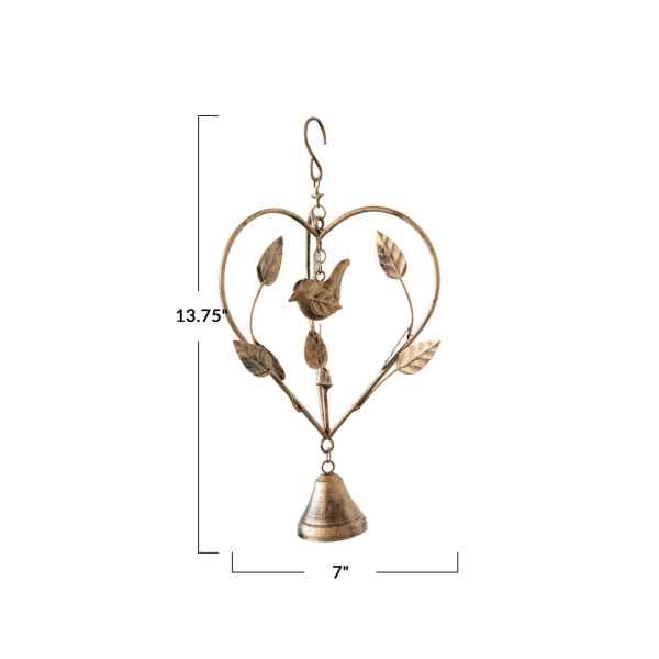 Hanging Metal Heart, Bird and Bell - Posh West Boutique