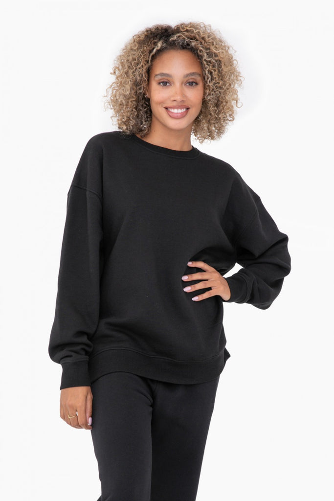 Black Oversized Fleece Pullover - Posh West Boutique
