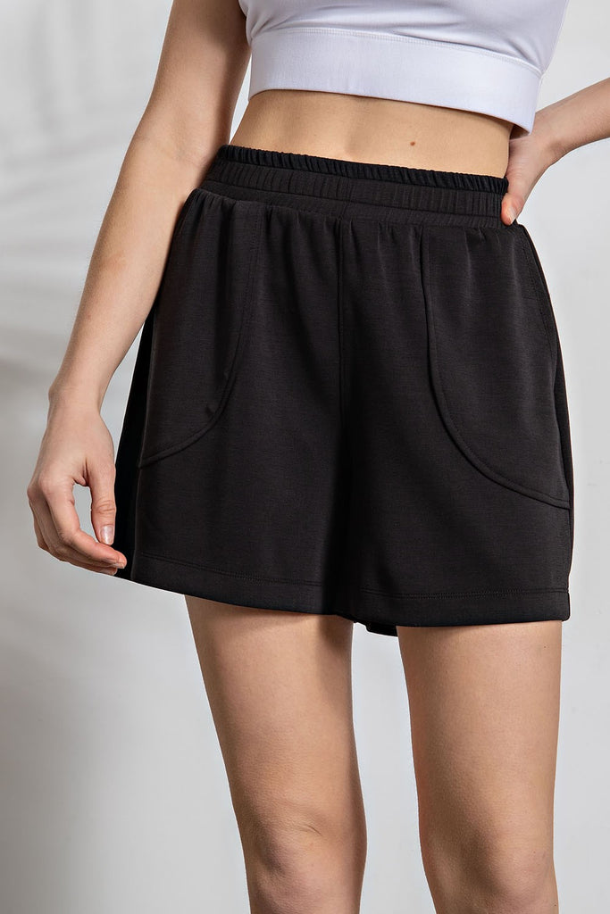 Black Poly Span Shorts - Posh West Boutique