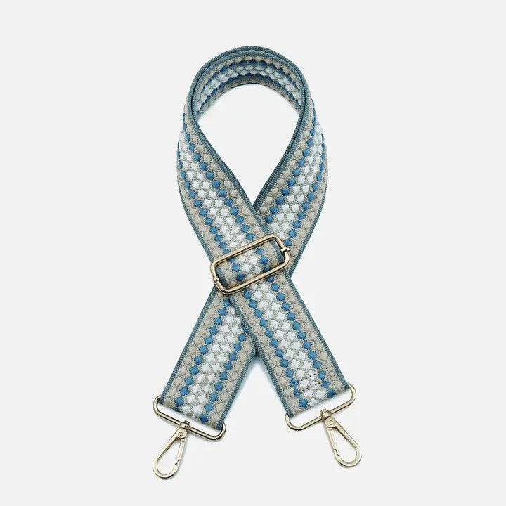 Blue & Beige Dotted Guitar Strap - Posh West Boutique