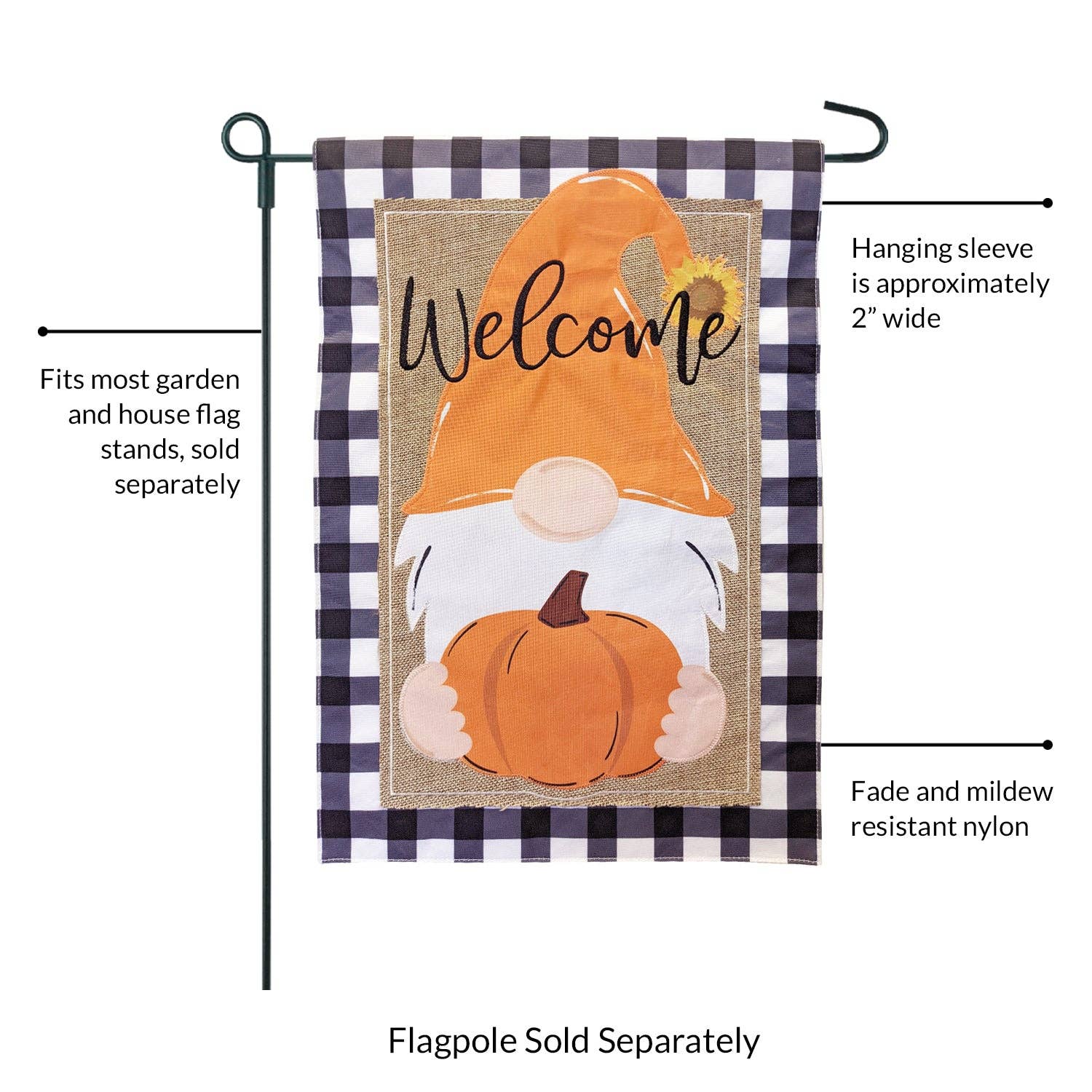 Fall Gnome Burlap 2-Sided Garden Flag - Posh West Boutique