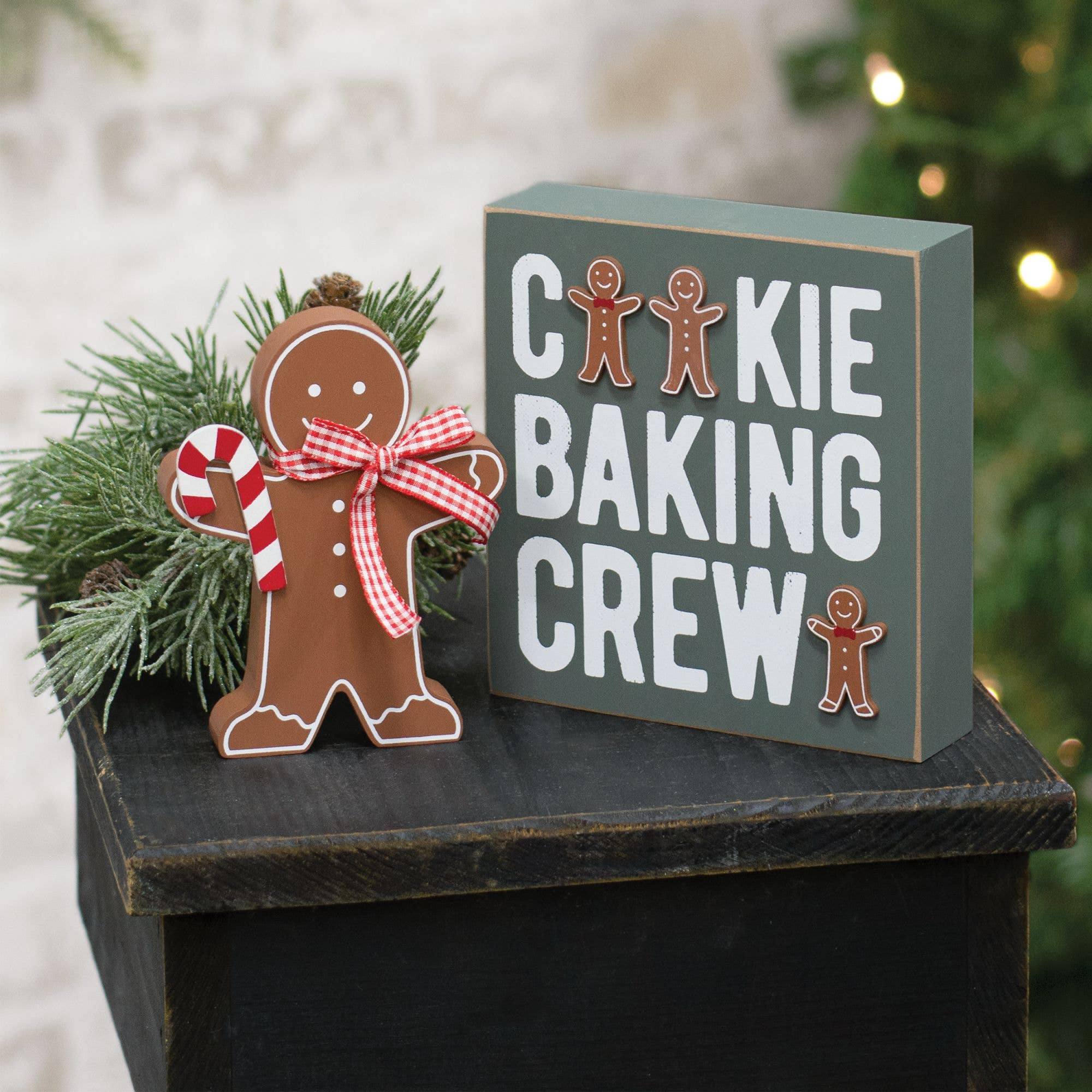 2/Set, Cookie Baking Crew Box Sign & Gingerbread Man - Posh West Boutique