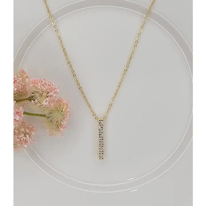 Betty Oh! Vertical Cz Bar Pendant Necklace - Posh West Boutique