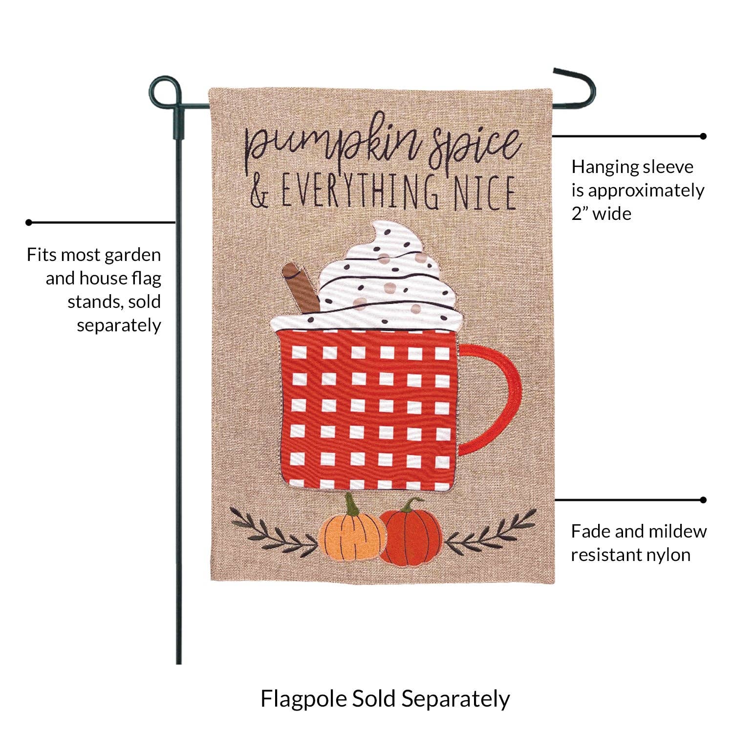 Pumpkin Spice Nice Burlap 2-Sided Garden Flag - Posh West Boutique