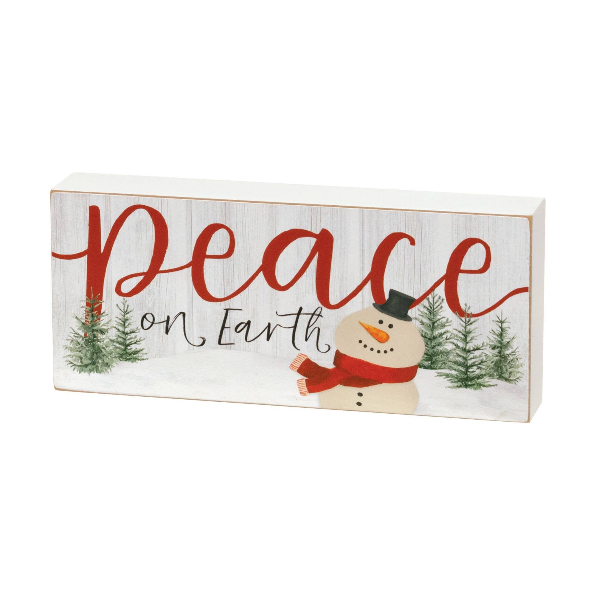 Peace On Earth Snowman Rectangle Box Sign - Posh West Boutique