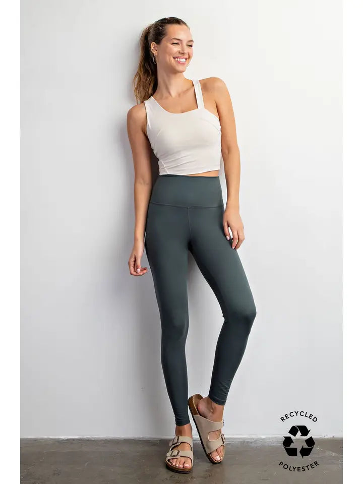 Smoked Spruce Two Line Yoga Stitch Full Length Leggings - Posh West Boutique