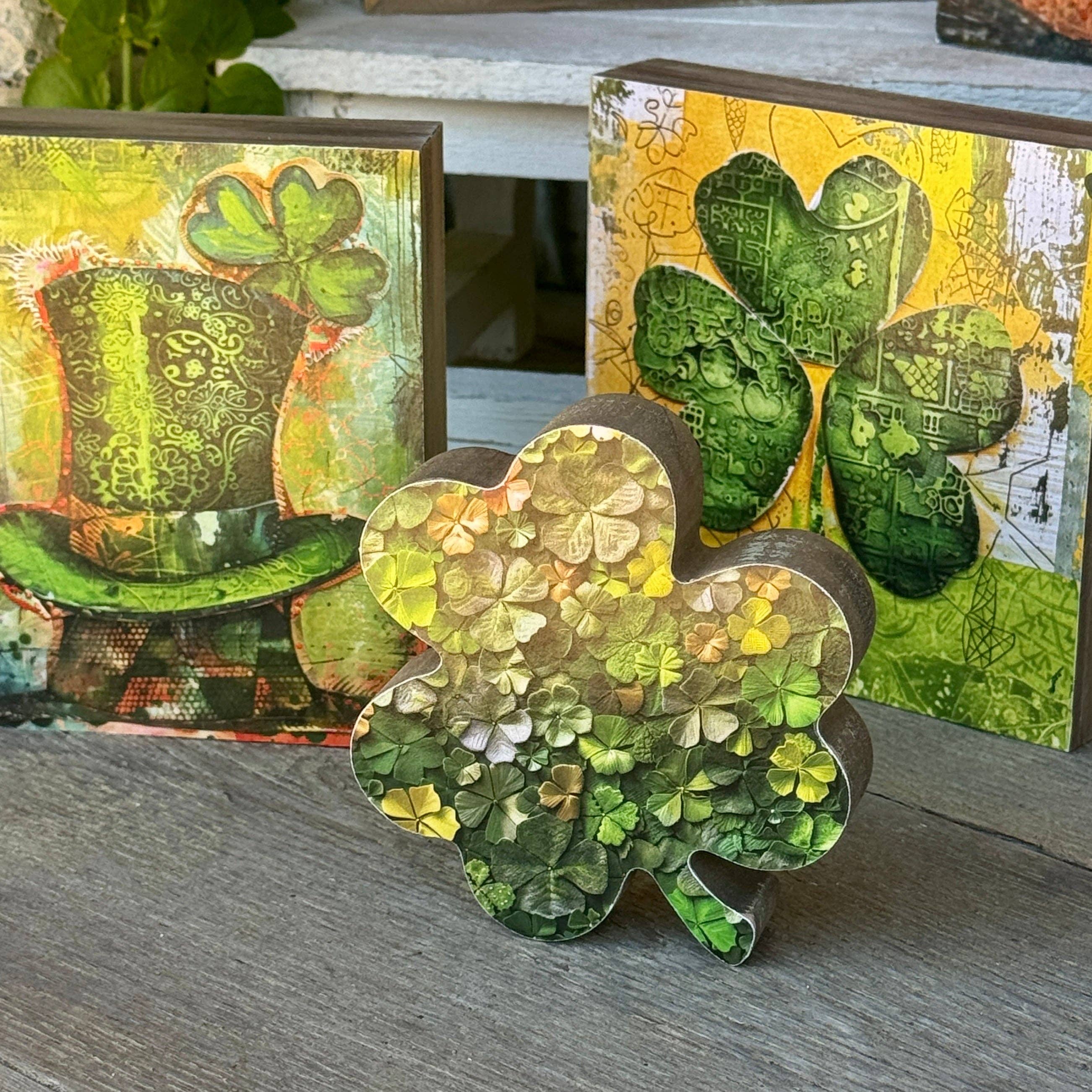 Fiona Shamrock Wood Block Decor - Posh West Boutique