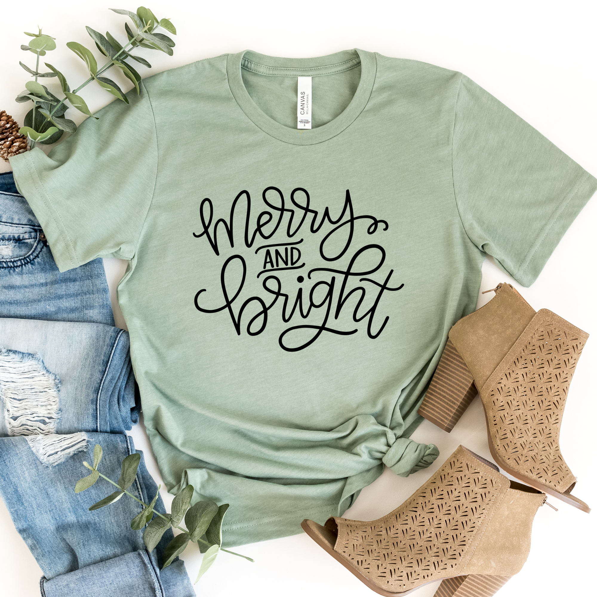 Christmas Merry and Bright Graphic Tee - Posh West Boutique