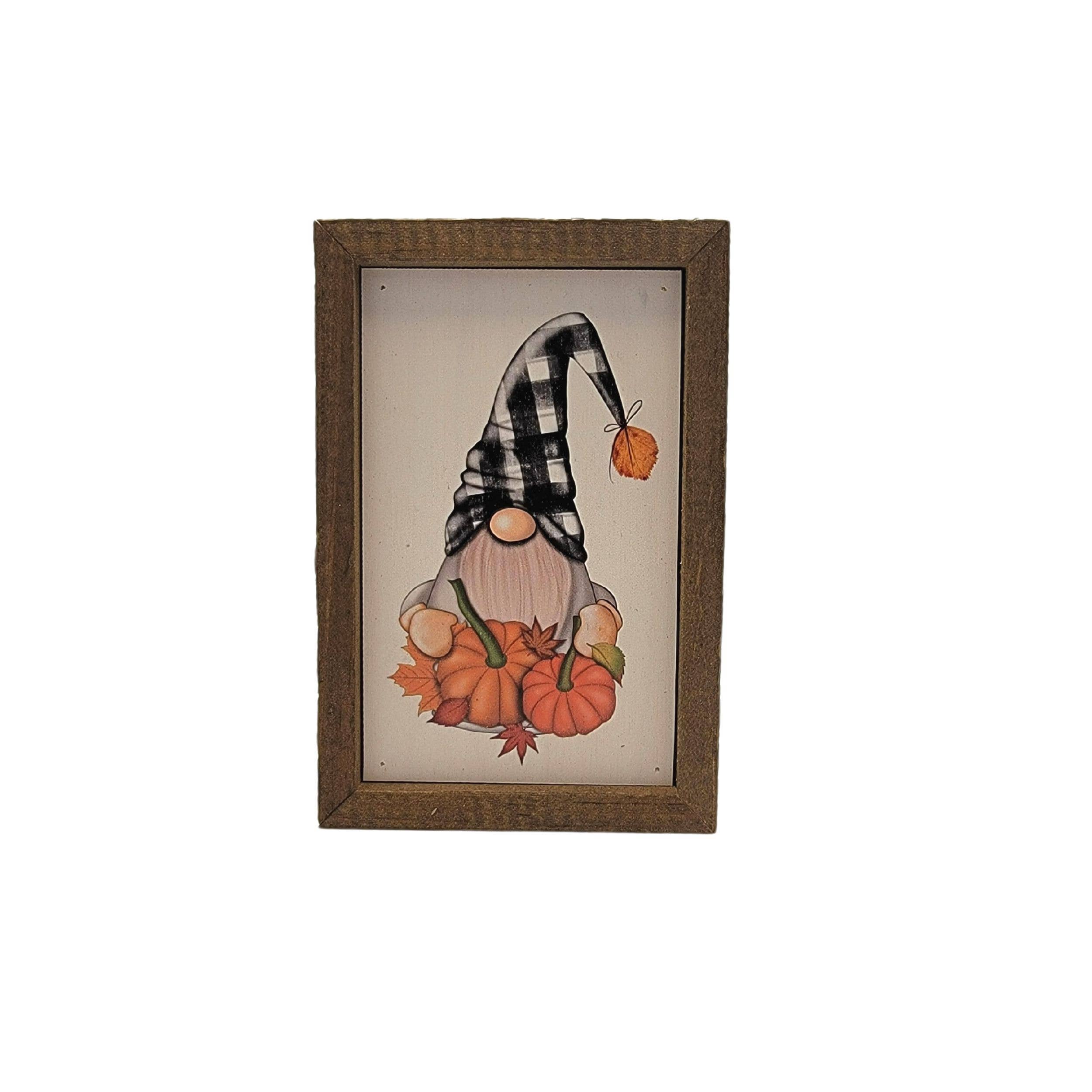 Flannel Pumpkin Collage Gnome Sign