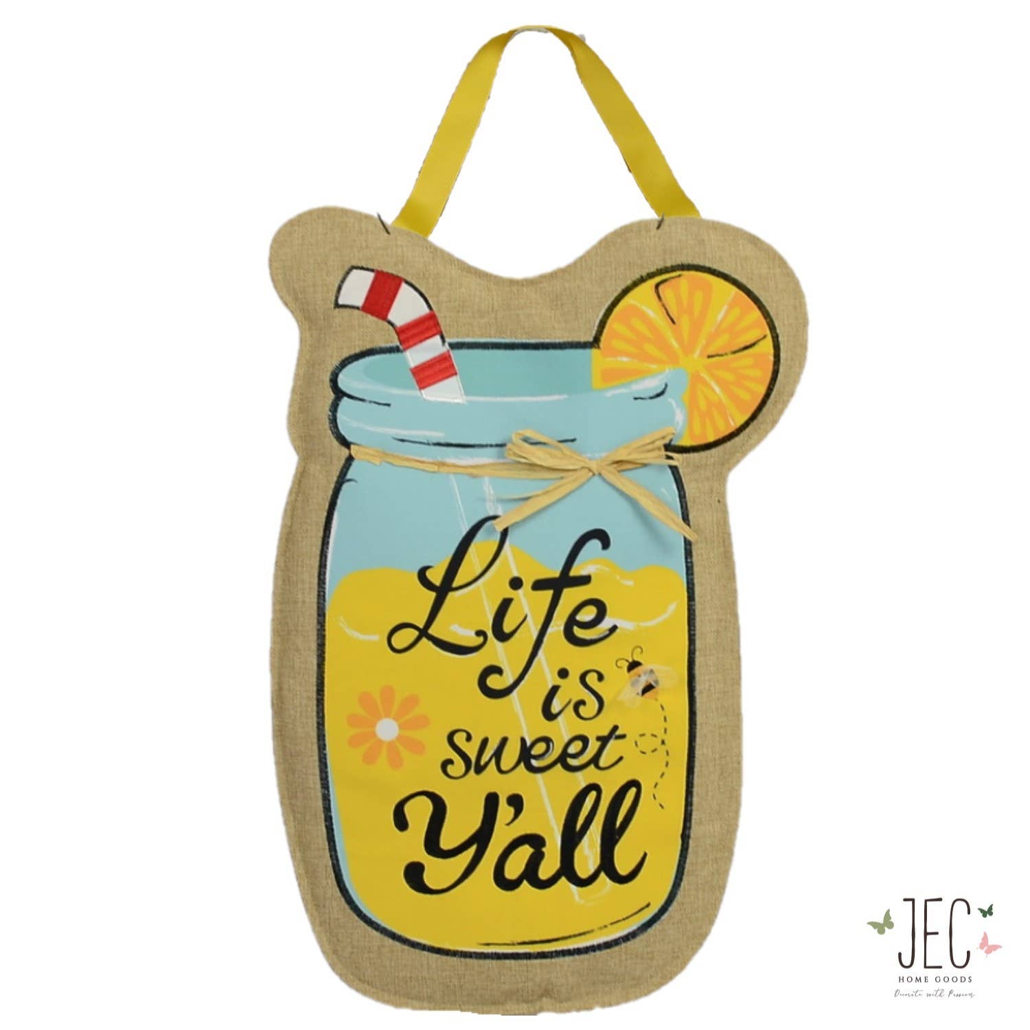 Mason Jar Life is Sweet Burlap Wall Decor - Posh West Boutique