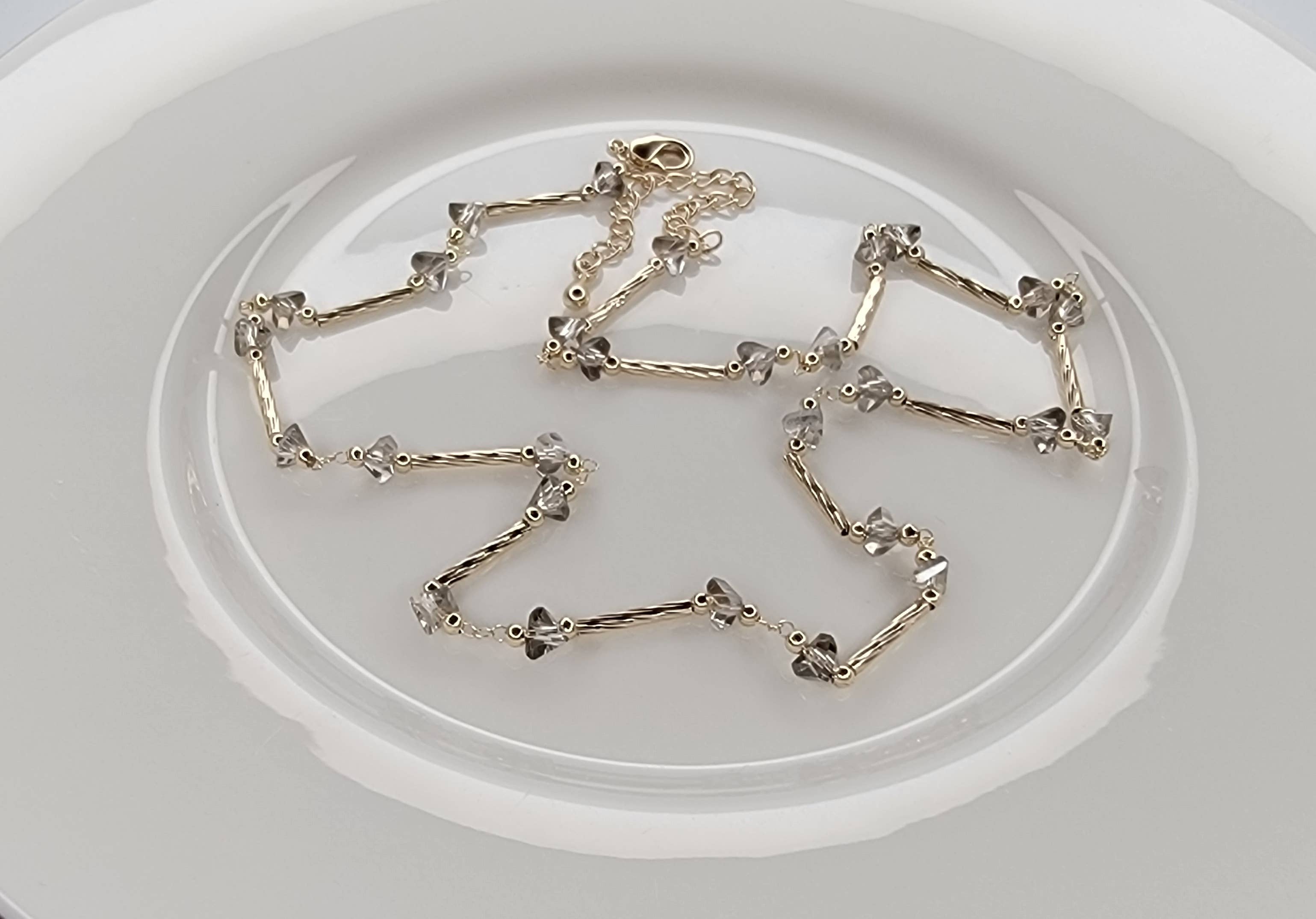Gold Link Necklace with Beads