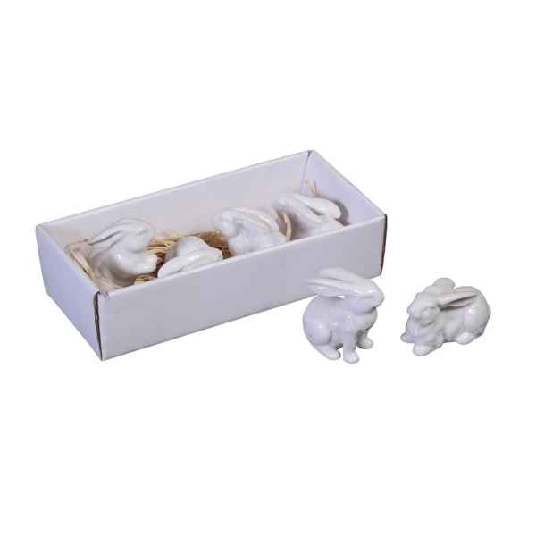 White Ceramic Bunnies Set of 6 - Posh West Boutique