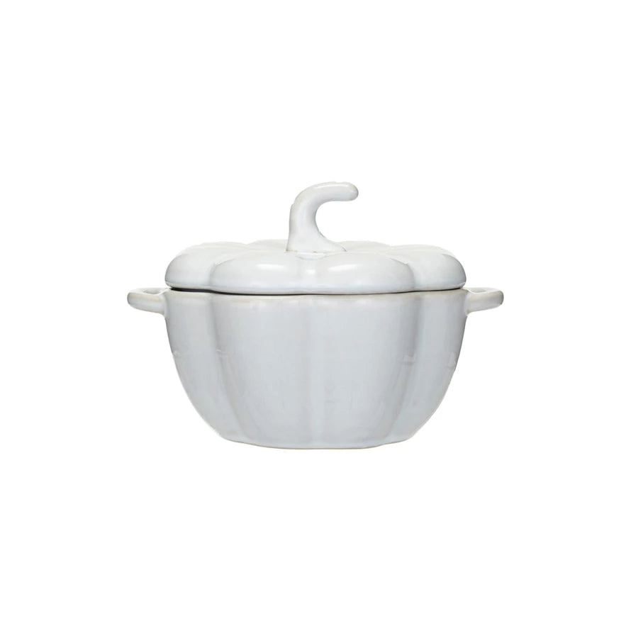 White Pumpkin Stoneware Baker - Posh West Boutique