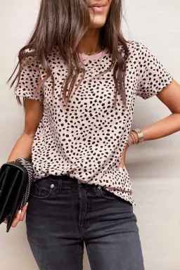 Apricot Cheetah Print Casual Top - Posh West Boutique