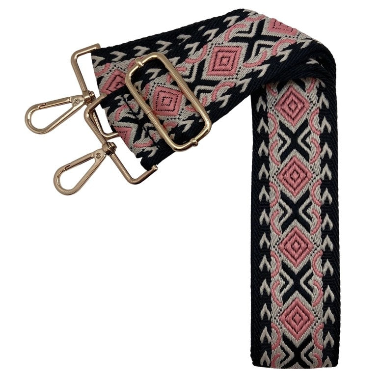 Coral & Black Diamond Guitar Strap - Posh West Boutique