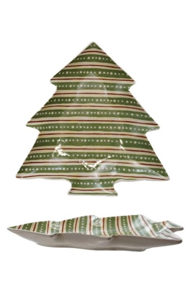 Tree Shaped Plate with Holiday Pattern, 2 Styles - Posh West Boutique