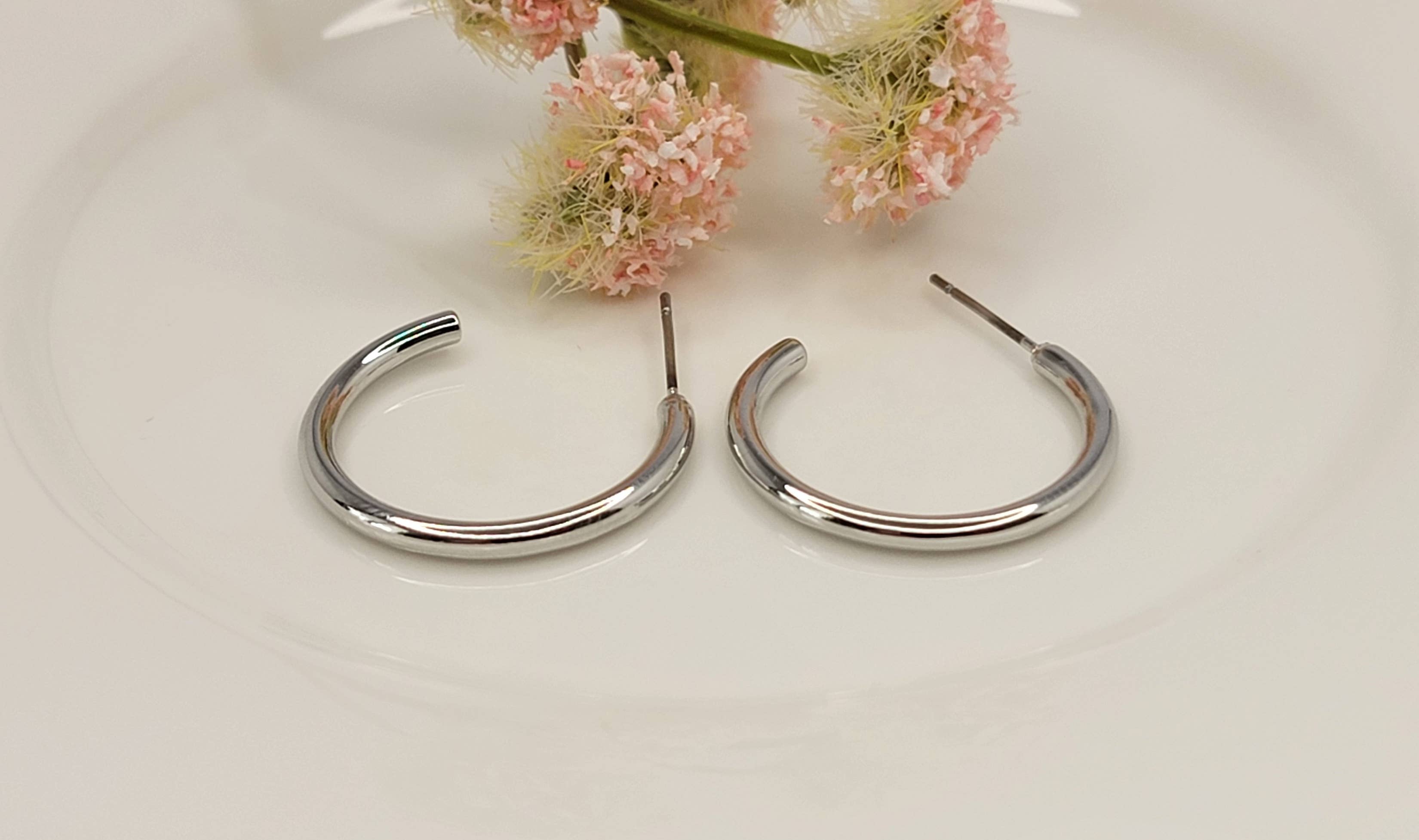 Silver Hoop Earrings-Tarnish Free
