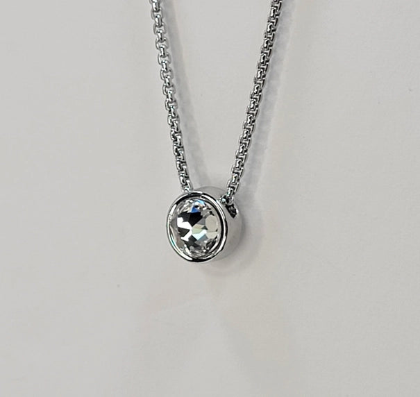 Betty Oh Silver Round Stone Charm Necklace - Posh West Boutique