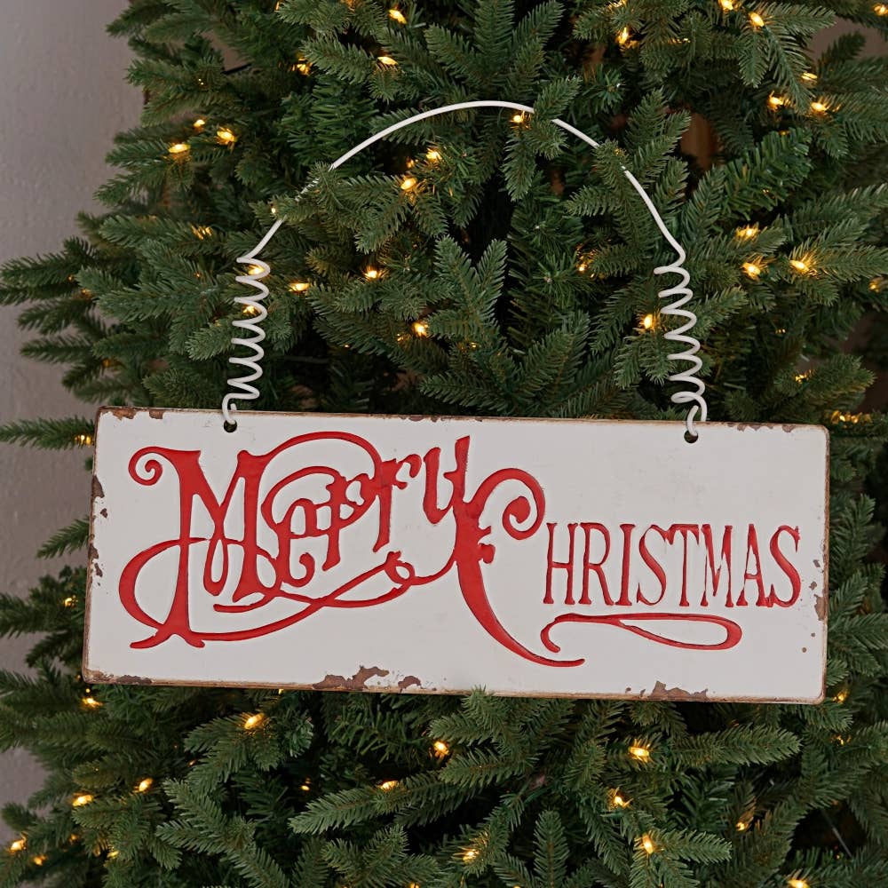Vintage Merry Christmas Metal Plaque - Posh West Boutique
