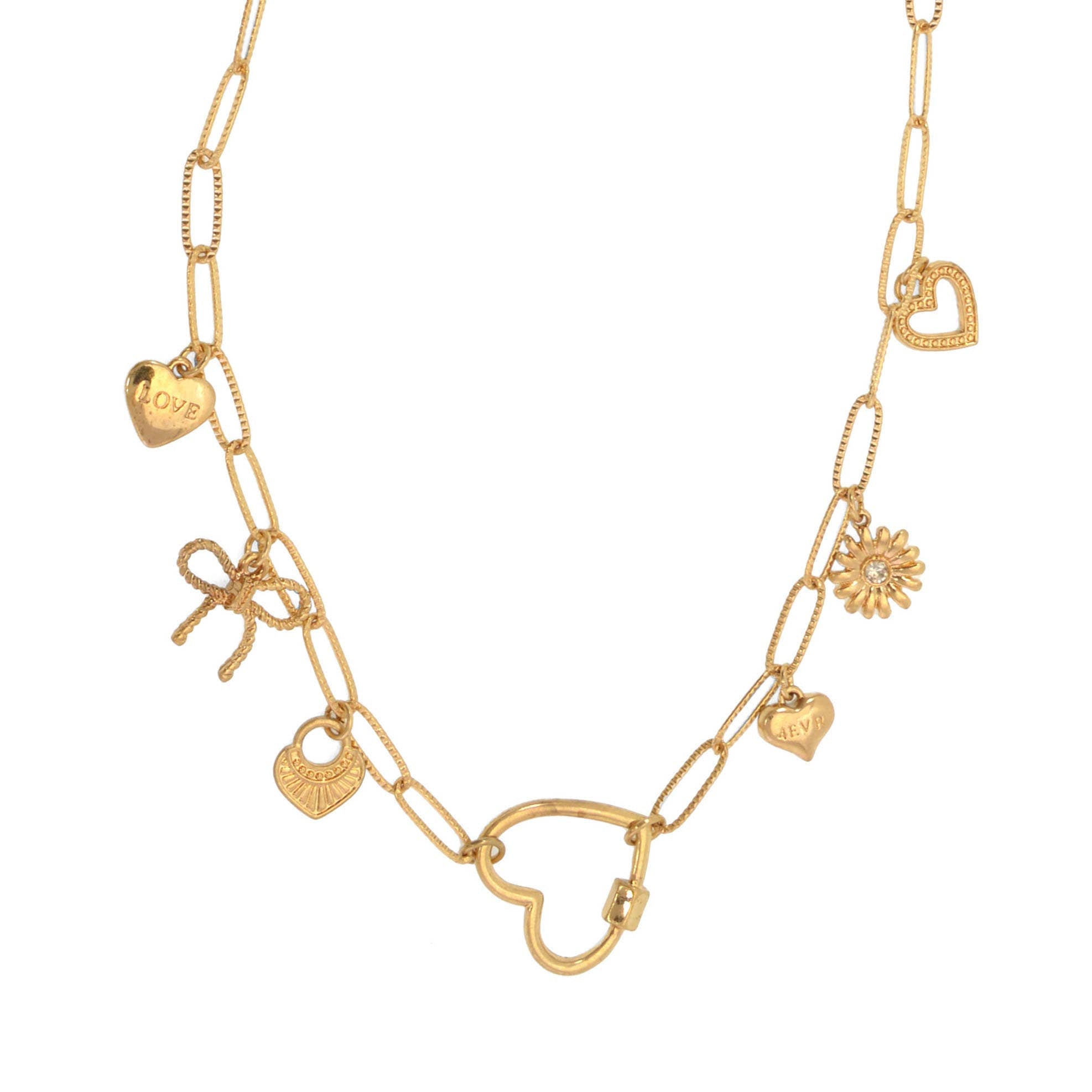 Mixed Hearts Pendants Necklace: 338-319NG Gold - Posh West Boutique