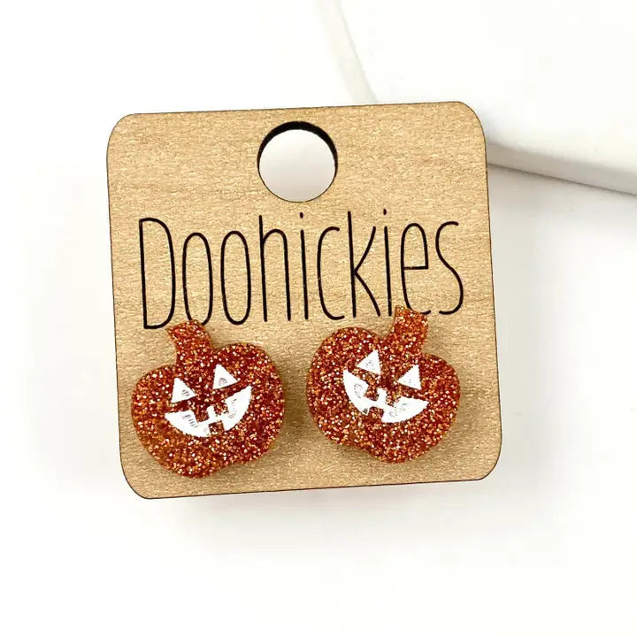 Spooky Studs Jack-O-Lantern Earrings - Posh West Boutique