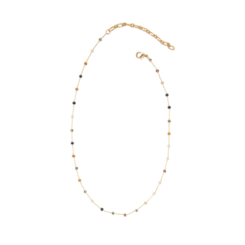 Gold Jewel Toned Beaded Necklace - Posh West Boutique